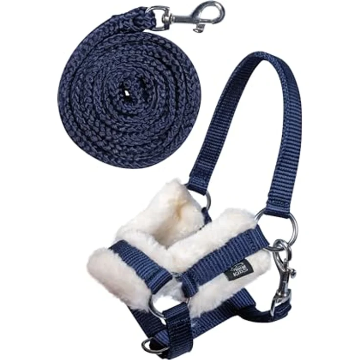 HKM Sports Equipment Hobby Horse Halfterset, Führstrick mit Karabinerhaken, navy – Bild 1