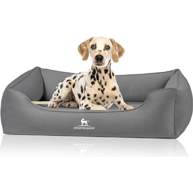Knuffelwuff orthopädisches Hundebett Oliver, M-L - Dunkelgrau | Memory Foam | Easy Clean Wildlederoptik | wasserabweisend & waschbar | gelenkschonend für kleine bis große Hunde – Bild 1