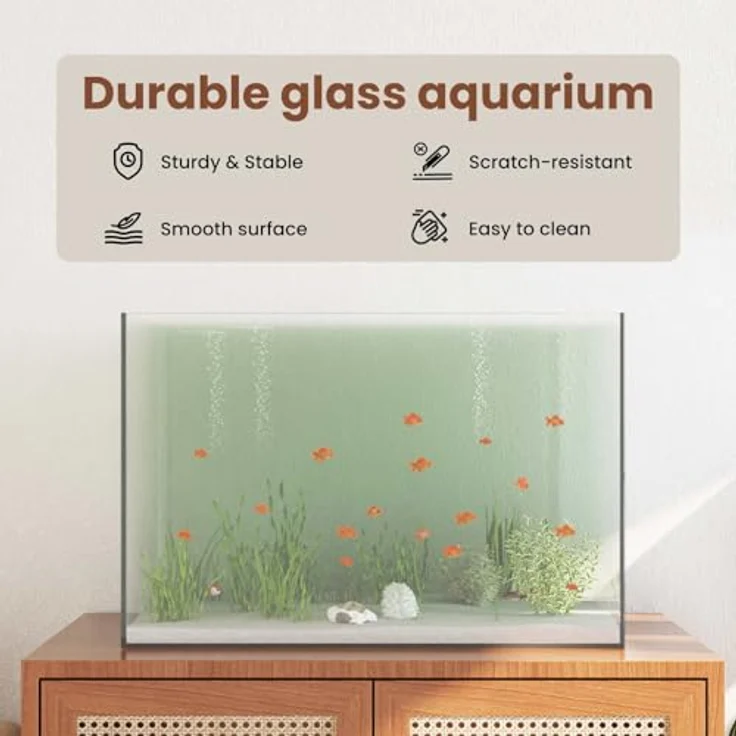 vidaXL Transparentes Aquarium 60 x 35 x 40 cm, modernes Design mit Speicher, robust und pflegeleicht – Bild 4