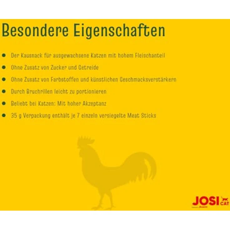 JosiCat Meat Sticks Huhn & Ente, Premium Katzensnack für ausgewachsene Katzen, zuckerfrei & getreidefrei, 20 x 35 g (140 Sticks) – Bild 4