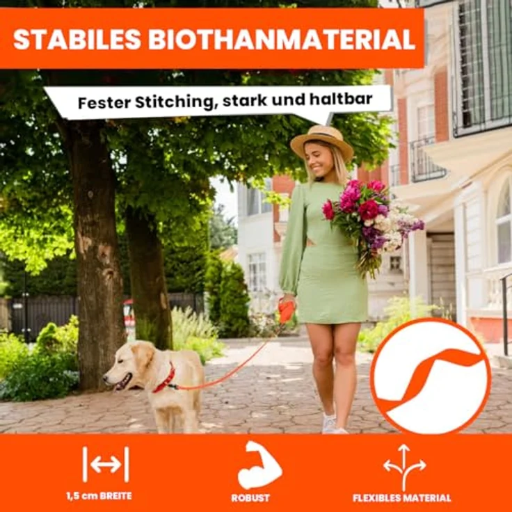 Loutep Biothane Schleppleine für Hunde, strapazierfähig, wasserdicht, 3m/5m/10m/15m/20m, mit 360° drehbarem Metallhaken, ideal für kleine, mittelgroße und große Hunde – Bild 4