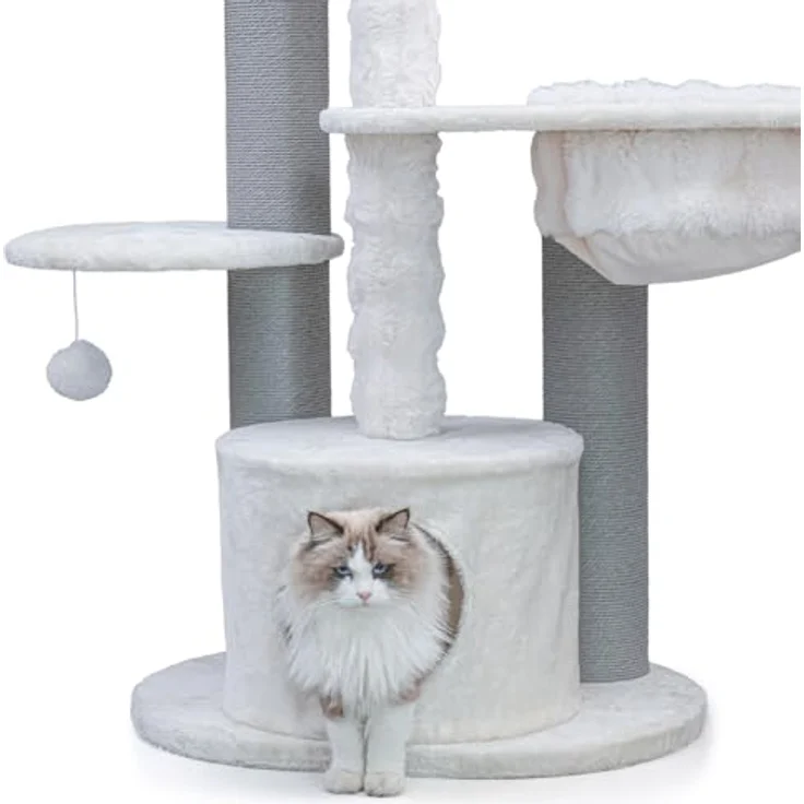 CanadianCat Company Kratzbaum Charles, beige, 171 cm hoch mit mehreren Liegeplattformen und geschlossener Höhle – Bild 4