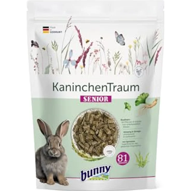 Bunny Nature KaninchenTraum Senior, Alleinfuttermittel für Kaninchen ab 6 Jahren, 1,5 kg, mit 42 Pflanzen und 3-Faser-Mix – Bild 1