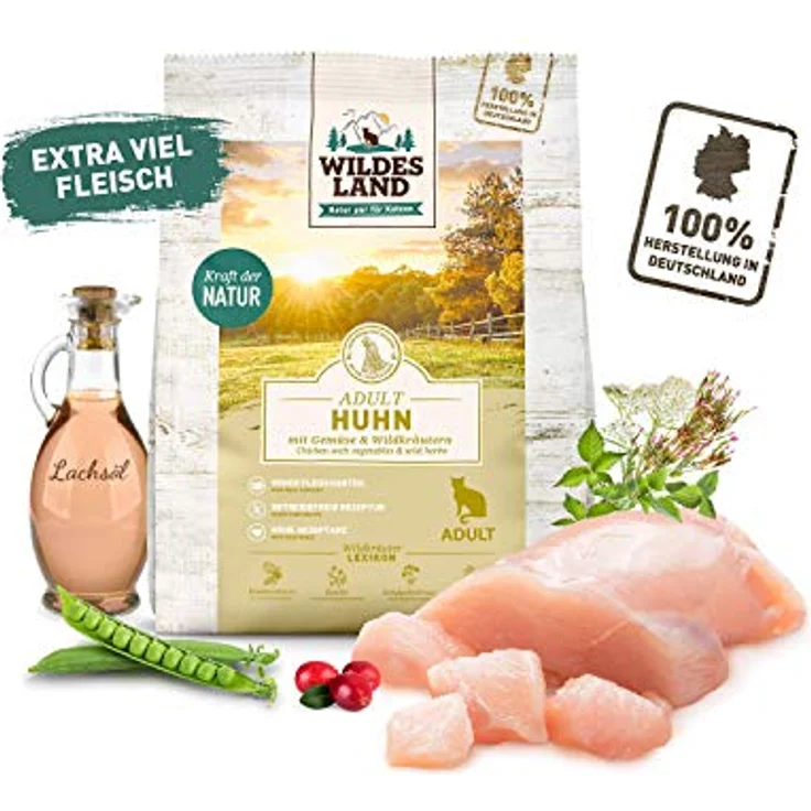 WILDES LAND Trockenfutter für Katzen Huhn, 1,2 kg, getreidefrei, hoher Fleischanteil, hohe Akzeptanz, in Deutschland zubereitet – Bild 4