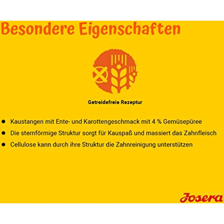 JOSERA Denties Duck & Carrot, Premium Kaustangen für ausgewachsene Hunde, zuckerfrei & getreidefrei, 13 x 7 Stück (91 Sticks) zur Zahnpflege mit Ente & Karotte – Bild 4