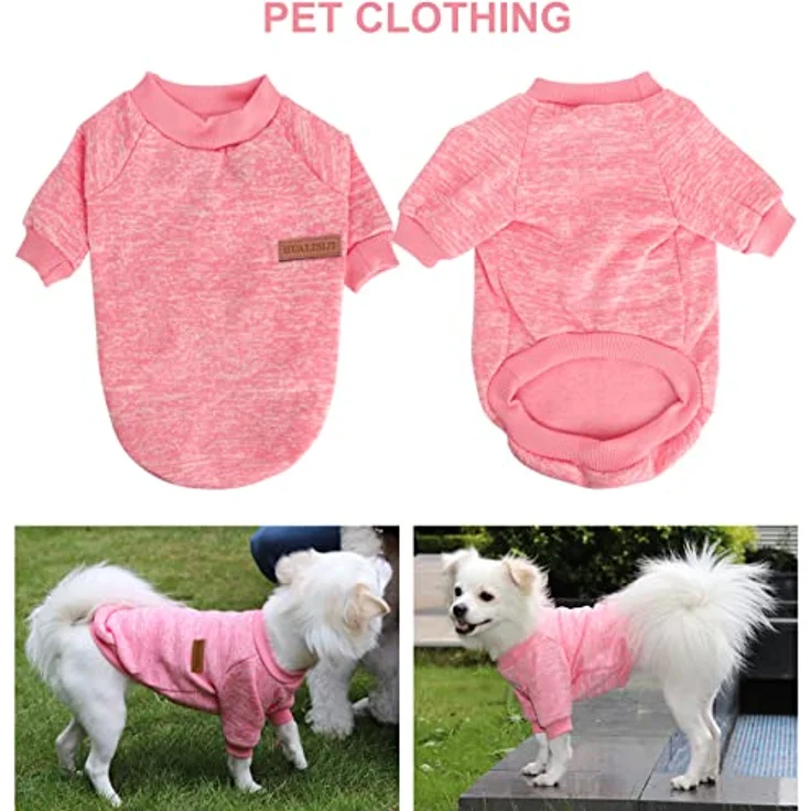 HuaLiSiJi Hundepullover für kleine Hunde, Warm und leicht, Elastisch, Weiche Textur, Pink+Lila, Größe M – Bild 2