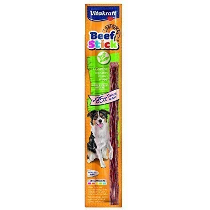 Vitakraft Beef Stick Original Gemüse, 50 x 12g Hundesnacks mit saftigem Rindfleisch
