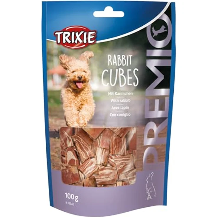 Trixie PREMIO Rabbit Cubes, 100 g, mit 70% Kaninchenfleisch, wiederverschließbarer Beutel – Bild 3