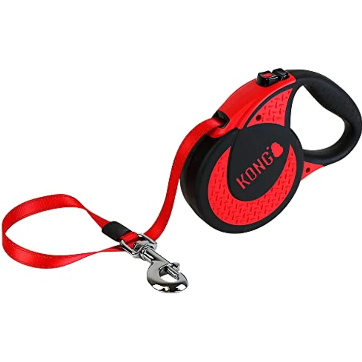 KONG Ultimate einziehbare Hundeleine, extra groß, 5 m mit Softgrip-Griff und reflektierenden Nähten, Rot – Bild 1