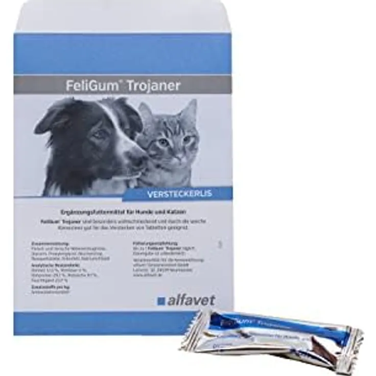 alfavet FeliGum Trojaner, Formbare Leckerli für Katzen & Hunde, Stressfreie Tablettengabe, 6 x 10 g