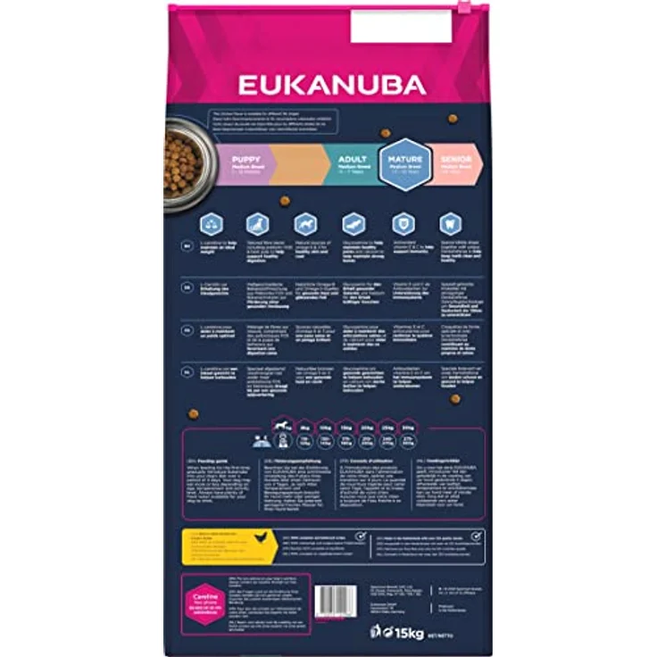 Eukanuba Hundefutter mit frischem Huhn, Premium Trockenfutter für mittelgroße Rassen, ideal für reife Hunde, 15 kg – Bild 3