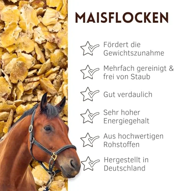 Supravit Maisflocken 20kg, 100% Naturrrein, energiereiches Pferdefutter für schnelle Gewichtszunahme – Bild 2
