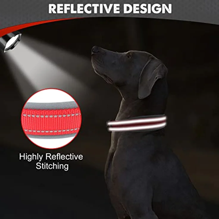 Joytale Gepolstertes Neopren Hundehalsband für Große Hunde, Reflektierend, Nylon, Breit, Rot – Bild 4