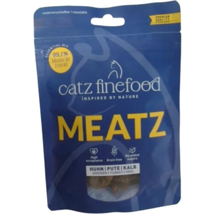 Catz Finefood MEATZ ESSENTIAL MIX, Katzensnack aus feinem Muskelfleisch, monoprotein, getreidefrei, 45g – Bild 2