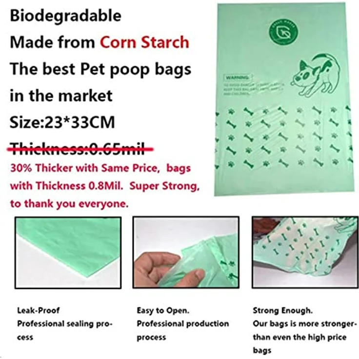 GREEN MAKER 30% Dicker Biologisch abbaubare Hundekotbeutel, 360 Stück aus Maisstärke, 100% auslaufsicher und reißfest, grün – Bild 2