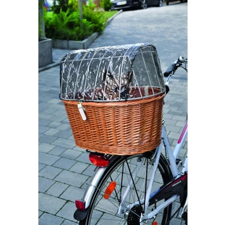 Aumüller Fahrrad-Tierkorb gesotten, Transportkorb für Hunde mit Schutzhaube und Steuerkopfmontage, Maße: L 68 x B 46 x H 18/44 cm – Bild 2