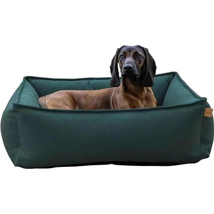 Kerbl Pet Kuschelbett Oliver, Hundebett aus robustem Polstermöbelstoff, grün, L 70 x B 60 cm, waschbarer Bezug, rutschhemmende Unterseite – Bild 4