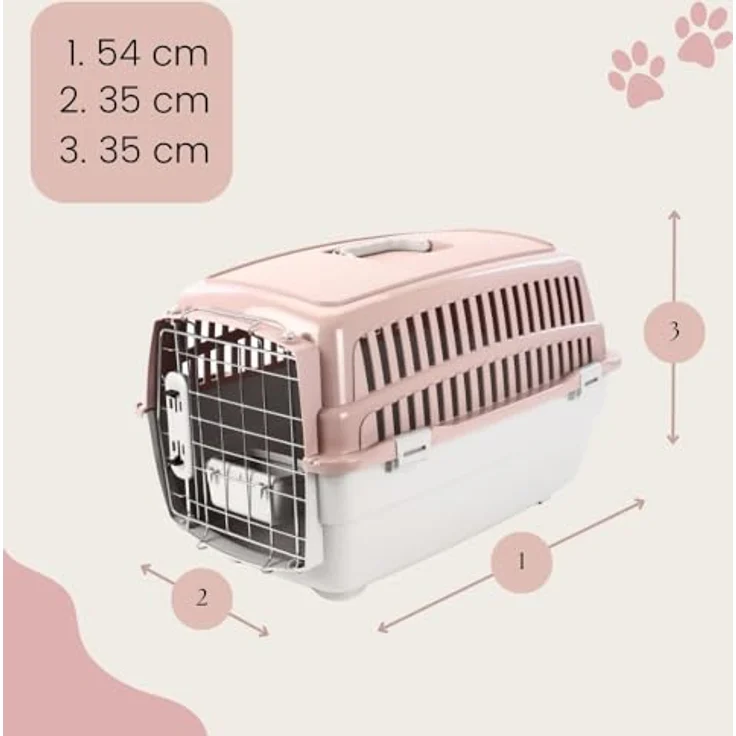 GarPet 2er Set IATA-konforme Transportboxen, Flugbox für Hunde und Katzen, Größe M mit Reisenapf und optimaler Belüftung – Bild 2