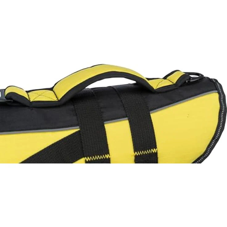 TRIXIE Hunde-Schwimmweste M: 45 cm (bis 30 kg) neon-gelb – schnell trocknende Rettungsweste mit Rettungsgriff für Sicherheit bei Wasseraktivitäten – Bild 5