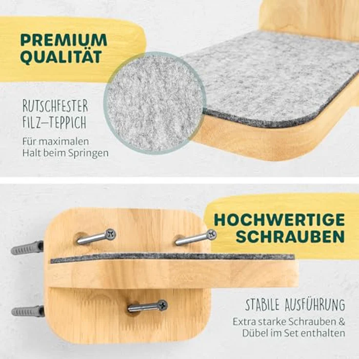 Happypet Kratzbaum, 3er-Set Katzentreppen, Designer Catwalk, Massivholz, Filzbezug – Bild 6