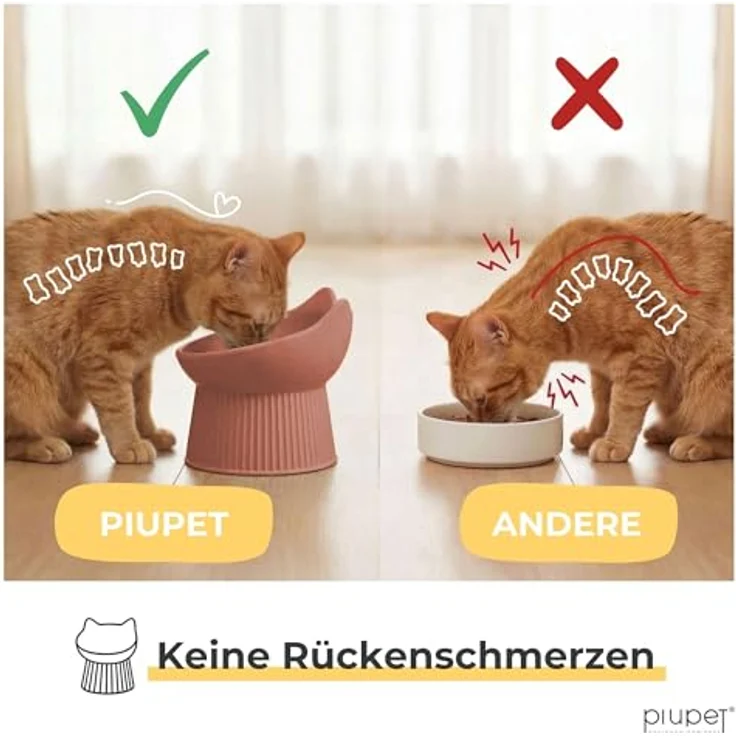 PiuPet® Katzennapf erhöht, ergonomischer Futternapf für Nass- & Trockenfutter, schnurrhaarfreundlich, rutschfest, spülmaschinengeeignet, gegen Erbrechen (Rosa) – Bild 3