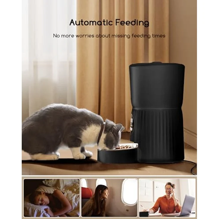 Faroro Futterautomat Katze 4L, Automatischer Futterspender mit 10-Sekunden-Sprachnachricht, Transparentes Design für Katzen und kleine Hunde – Bild 4