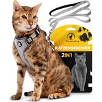 Tierhood Katzengeschirr mit Leine [Leichte Version] - Komfortabel und sicher für Katzen und Kätzchen - Grau, Größe S