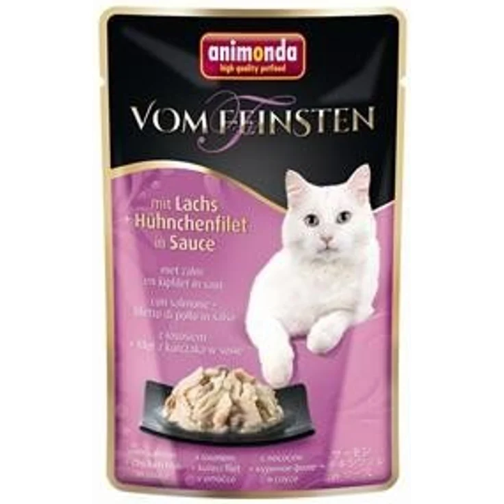 animonda vom Feinsten Lachs und Hühnchenfilet in Sauce, Katzen-Nassfutter 18x50g, ohne Soja für ausgewachsene Katzen – Bild 2