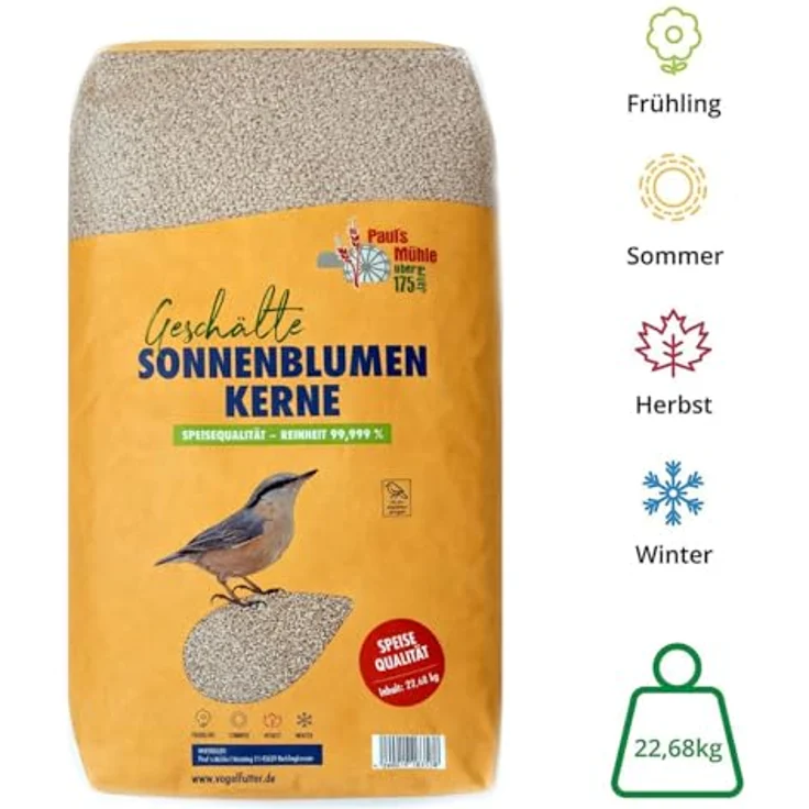 Paul´s Mühle Sonnenblumenkerne geschält für Vögel, 22,68 kg, Neue Ernte 2025, ganzjährige Fütterung, ohne Schalenabfälle – Bild 2