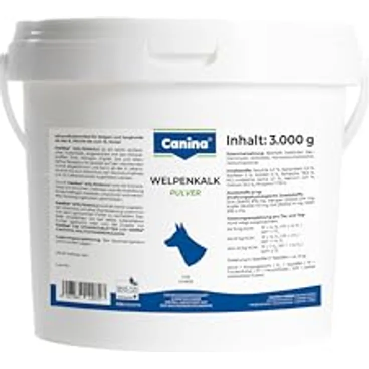 Canina Welpenkalk Pulver 3 kg, Mineralergänzungsfutter für Welpen mit optimalem Ca:P-Verhältnis 3:1