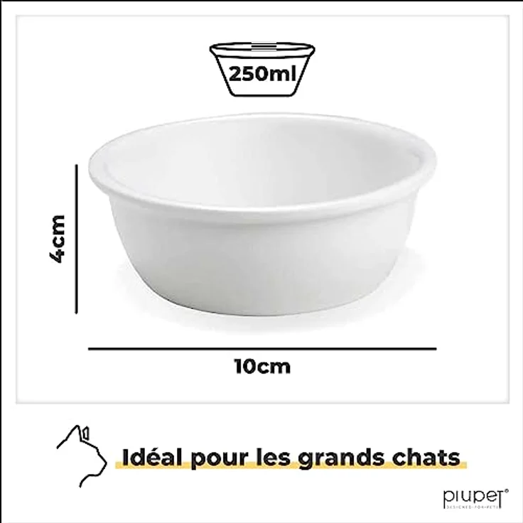 PiuPet® Katzennapf 3er Set, 250ml spülmaschinenfest, ergonomisch erhöht, rutschfest aus Keramik für Katzen & kleine Hunde – Bild 5