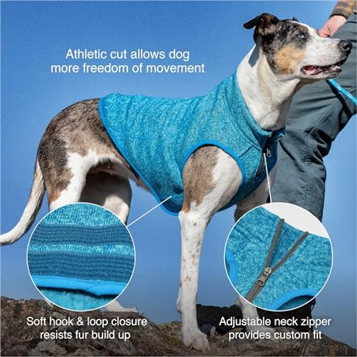 Kurgo Core Hunde-Pullover, Leichtes Fleece mit 2-Wege-Reißverschluss, Größe S, orange, Hundegeschirr-kompatibel – Bild 3