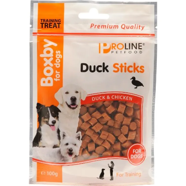 Boxby Proline Boxby Duck Sticks Trainer, Hunde-Snacks, 3er Pack (3 x 100 g) mit hoher Akzeptanz