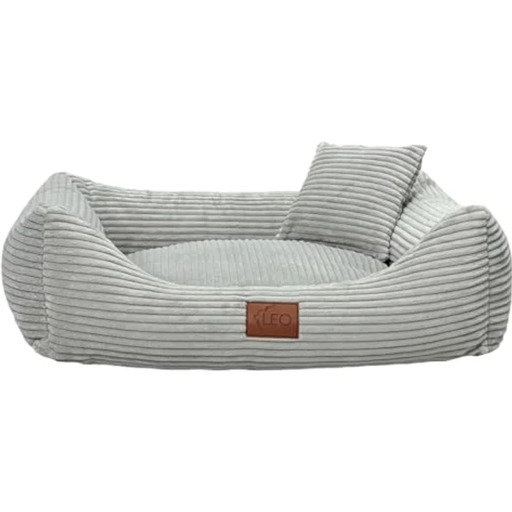 Leo4dog Hundebett Cord, Waschbarer Bezug für kleine bis große Hunde, Grau, S 67x52 cm, Antirutsch, Hochwertiges Material – Bild 2