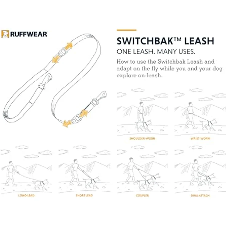Ruffwear Hundeleine Switchbak Leash Blue Pool, verstellbare Länge mit V-Ringen, leichtes Gurtgewebe – Bild 3
