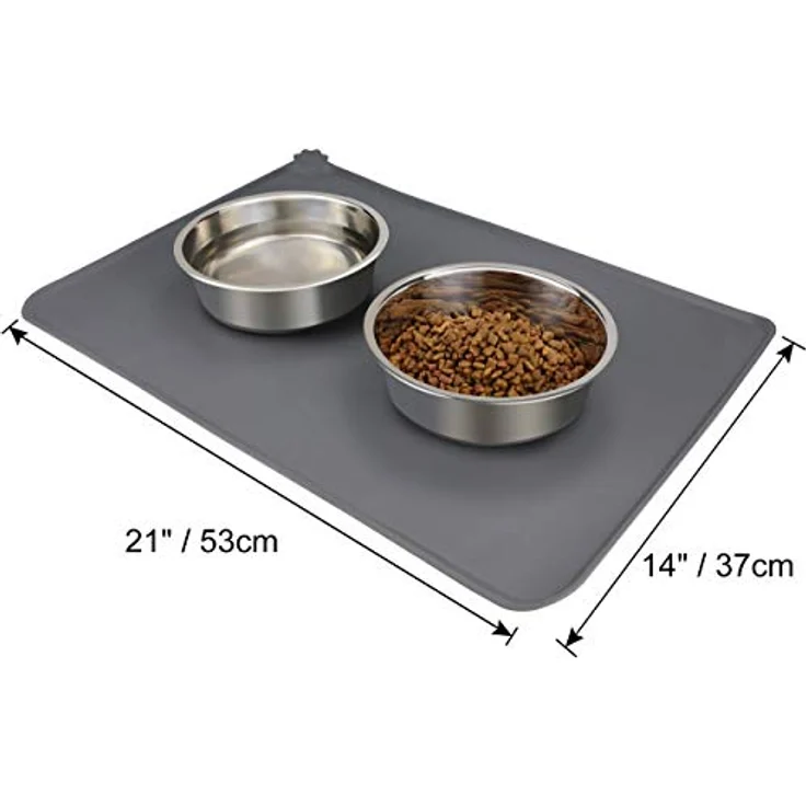 Joytale Silikon-Futtermatte für Hunde, rutschfest und wasserdicht mit erhöhtem Rand, 53 x 37 cm, Grau – Bild 2
