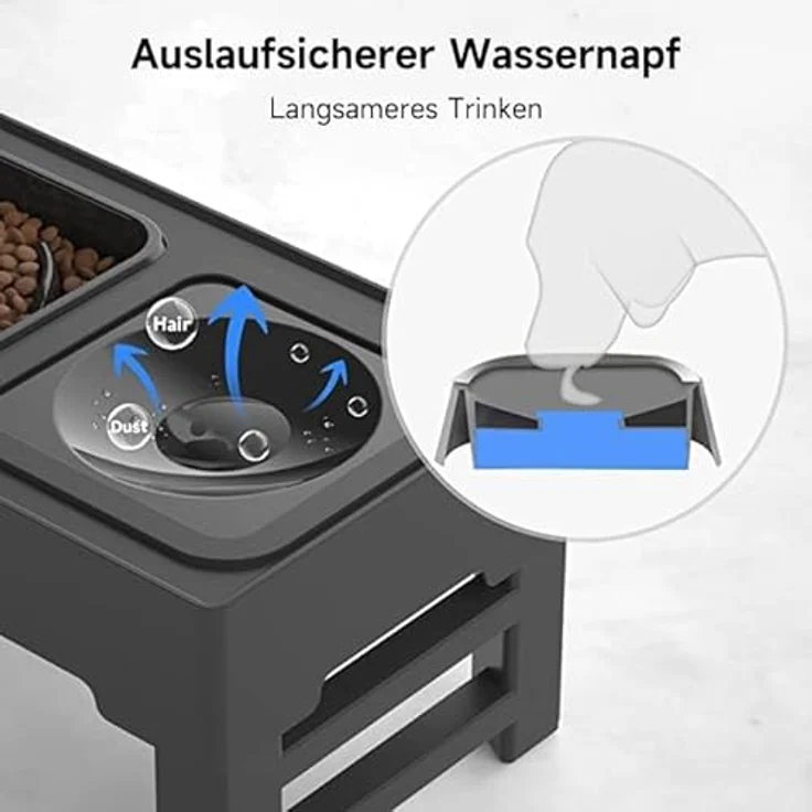 ELS PET Erhöhter Hundenapf, 2-in-1 auslaufsicherer faltbarer Wassernapf & Edelstahl Napf, 4 Höhenverstellbare Ständer für große, mittelgroße & kleine Hunde – Bild 2