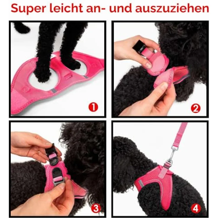 Tailpetz Air-Mesh Brustgeschirr für kleine und mittelgroße Katzen und Hunde – Atmungsaktiv, Strapazierfähig, Neonpink, XS (Brustumfang 35,5–40,5 cm) – Bild 4
