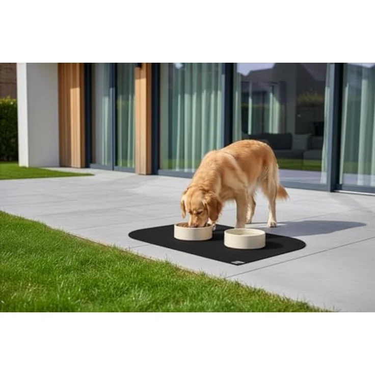 SANOZOO® Napfunterlage „Blatt“, beidseitig rutschfest & waschbar, für Hund & Katze, Schwarz 40 x 60 cm, Made in Germany – Bild 3