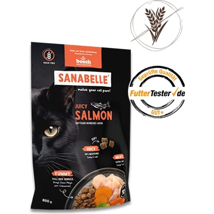 Sanabelle Trockenfutter Katze, Adult, Nordsee-Lachs, Vollnahrung mit frischem Fleisch, 250 g – Bild 1