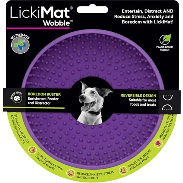 LICKIMAT Wobble, Schleckmatte für Hunde in Purple, fördert langsames Fressen und gesunde Zahnreinigung – Bild 1