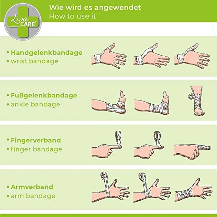 LisaCare Pfotenverband 5cm x 4,5m, 4er-Set elastische, selbsthaftende Kohäsive Bandage in Gelb mit Pfotenmotiv – Bild 3