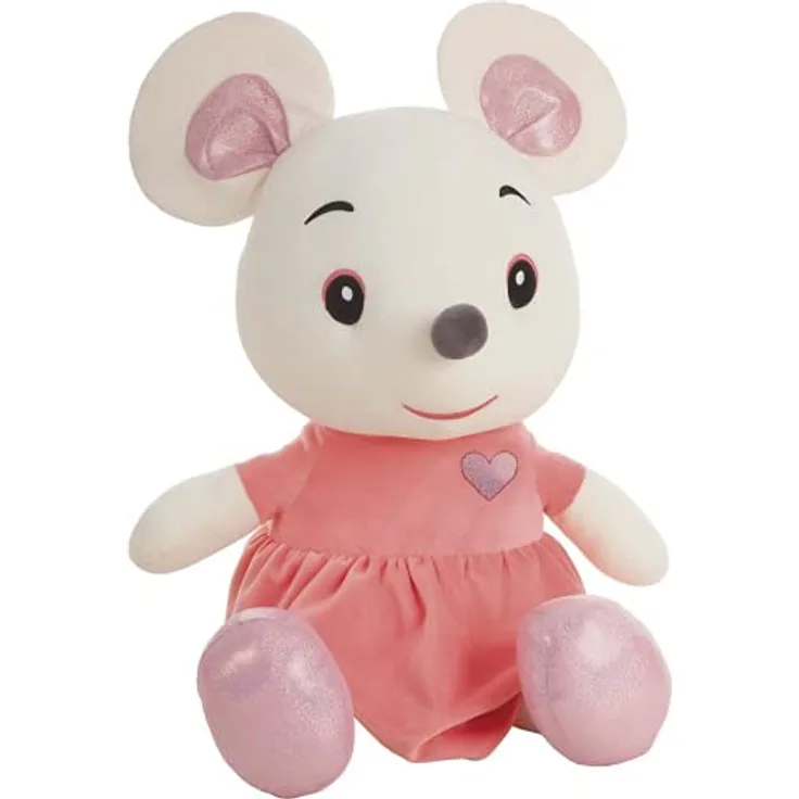 BEMIRO Tierkuscheltier Maus Kuscheltier groß mit Kleid und Glitzer - 80 cm, Rosa - Preisvergleich