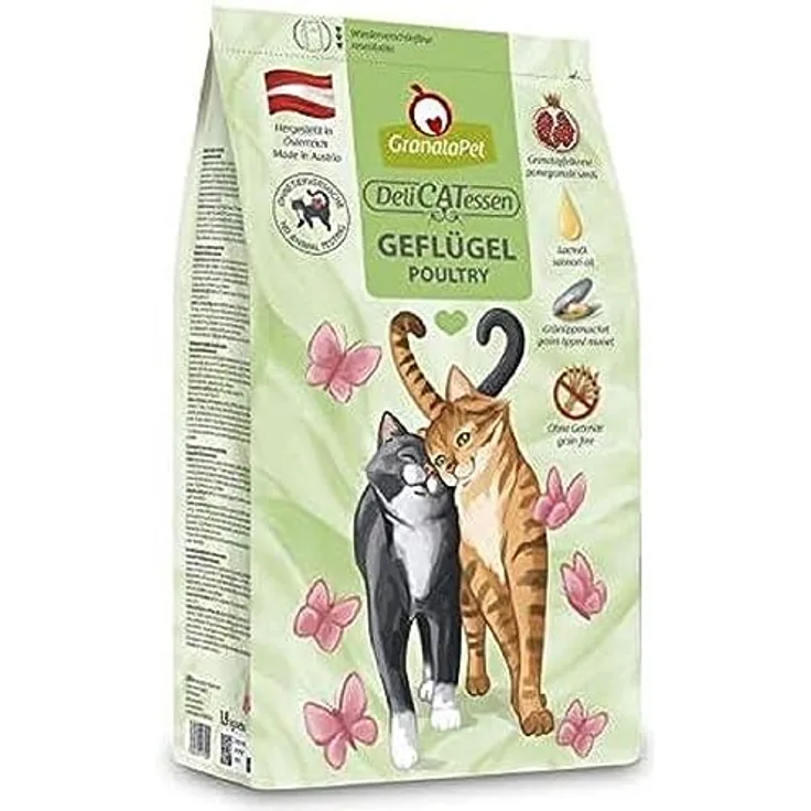 GranataPet DeliCatessen Geflügel Adult, Trockenfutter für Katzen, getreidefrei & ohne Zuckerzusätze, 1,8 kg
