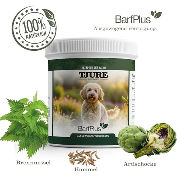 TJURE Barf Plus 500 g, Barf Complete Pulver für Hunde, ergänzendes Futter mit Mineralstoffen und Kräutern zur Rohfütterung – Bild 3