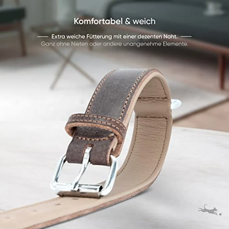 FREUDENTIER Hundehalsband Amstelpark Kollektion, Leder gepolstert & komfortabel, LWG Gold zertifiziert, 37-47cm, Dark Chocolate, inkl. Geschenksäckchen, Made in EU – Bild 4