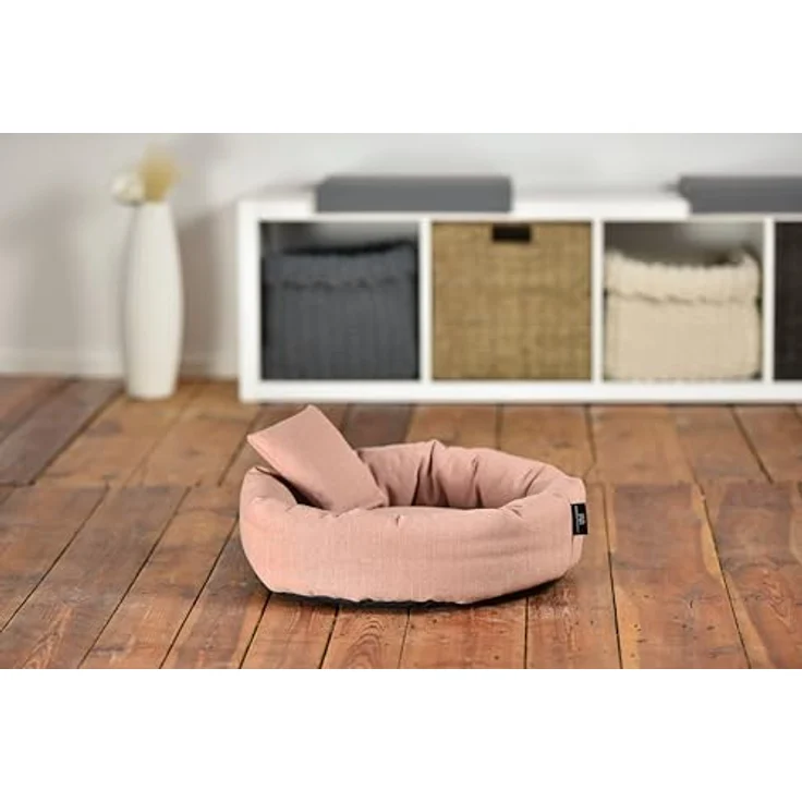 Rohrschneider Kuschelinsel für Hunde und Katzen, aus 100% recyceltem Material, abnehmbarer Bezug, grau oder rosa, Größe S: 50x15cm – Bild 3