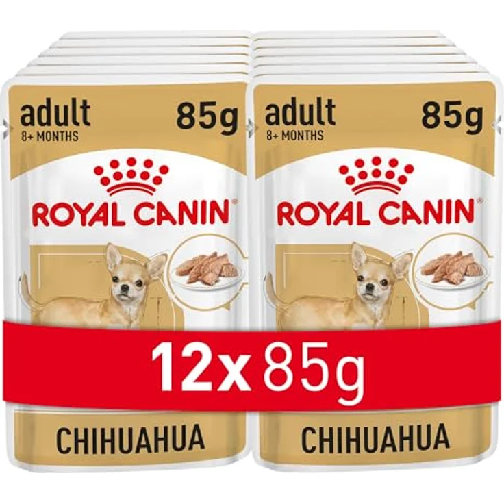 Royal Canin Chihuahua Adult, Nassfutter für ausgewachsene Chihuahuas, 12 x 85 g, unterstützt Stuhlqualität und Zahngesundheit, hohe Akzeptanz – Bild 1
