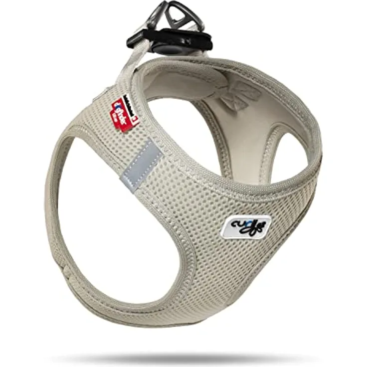 Curli Vest Harness Air-Mesh, Hundegeschirr für kleine und mittelgroße Hunde, ergonomische Passform, atmungsaktives Material, 3XS, grau
