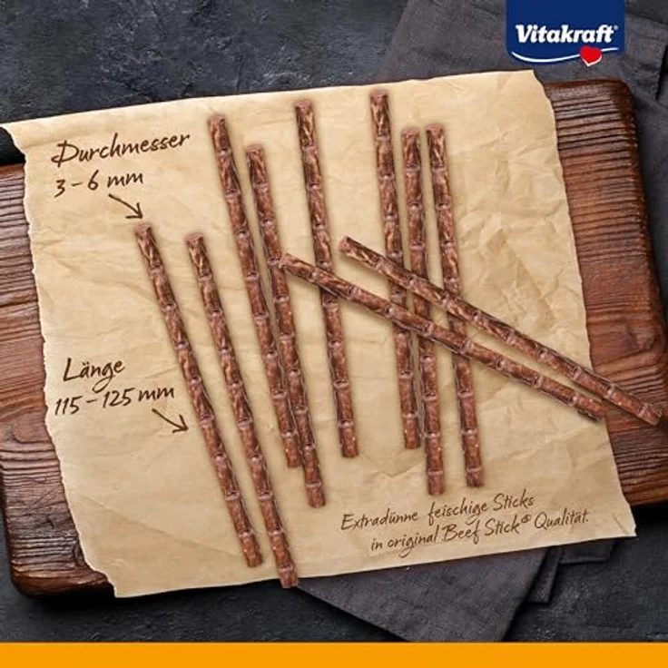 Vitakraft Beef Stick School, dünne Fleisch-Sticks mit Rind, ohne Zuckerzusatz, 10 Stück – Bild 2